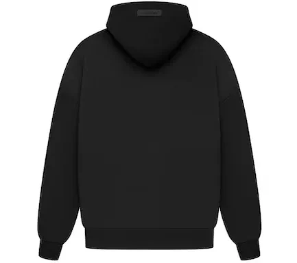 The Essentials hoodie has been redesigned with increased volume in the body and sleeves, creating a soft, round, cropped silhouette. New details include a mock neckline and side seam pockets to provide functionality. The curved Essentials Fear of God logo is vintage-inspired but updated in a rubberized soft-touch applique. A new Fear of God rubberized label is on the hood.