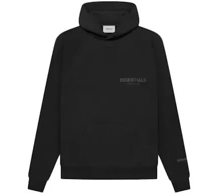 This black Fear of God Essentials Pullover Hoodie was released in December of 2021 as a part of the brand’s Core Collection.