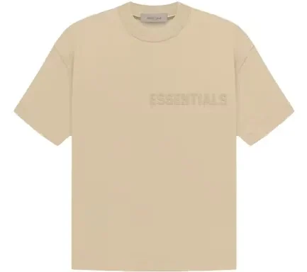 Fear of God Essentials SS Tee Sand is a simple yet stylish t-shirt made from a soft, comfortable cotton blend. It features a relaxed fit and a crew neck, and is available in a variety of colors, including sand.