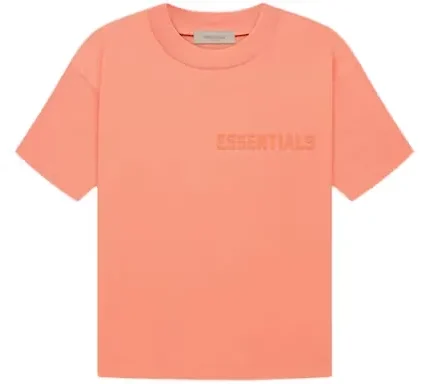 The Fear Of God Essentials T Shirt Coral comes in multiple sizes ranging from US XXS to US XXL. ​ ​The t-shirt is made from cotton and has a full coral color that extends to its short sleeves.