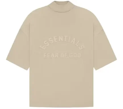 The Kids Essentials tee shirt has been redesigned with increased volume in the body and sleeves, providing additional drape and comfort. A revised rib-knit collar sits higher on the neckline, adding formality.