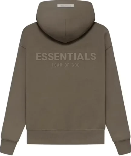 The Fear of God Essentials Kids Pullover Hoodie Harvest is a gray-colored kids pullover. It is made of 80% cotton and 20% recycled polyester.