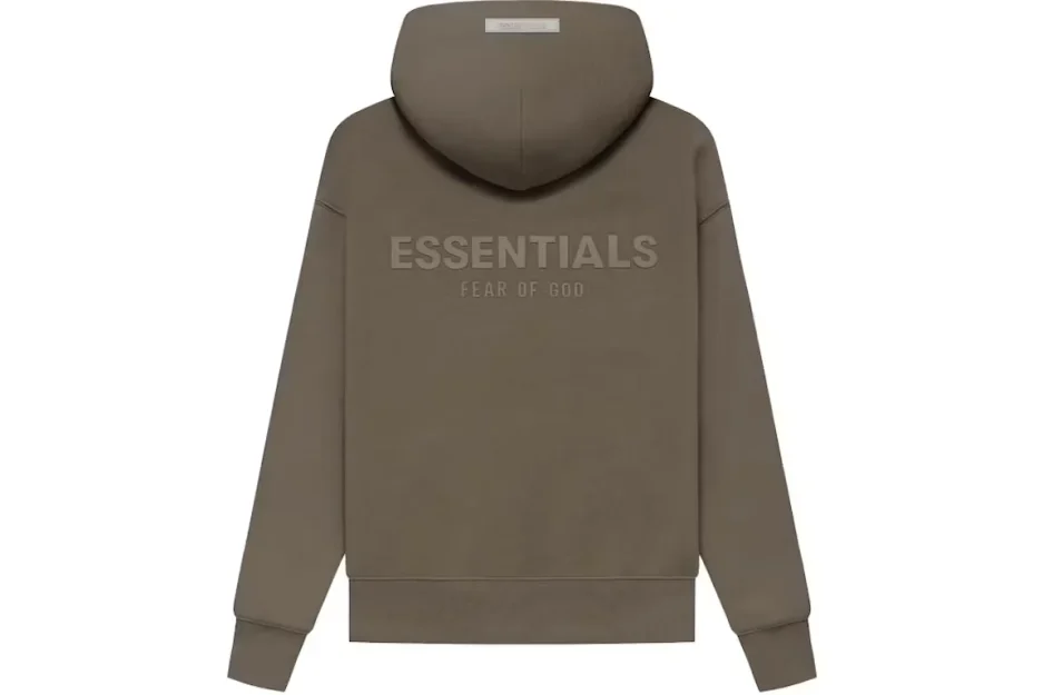 The Fear of God Essentials Kids Pullover Hoodie Harvest is a gray-colored kids pullover. It is made of 80% cotton and 20% recycled polyester.