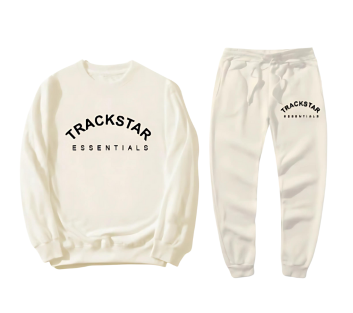 Essentials Trackstar Academy Relaxed Men's Cream Tracksuits | LRW835761