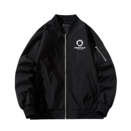 Zip Up Black Puffer Essentials Jacket