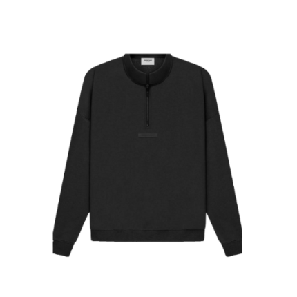 Essentials Fear Of God Half Zip Black Sweatshirt (SS21)